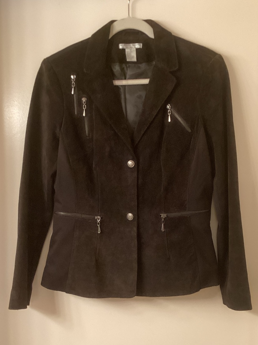 Alberto Makali Dark Brown Suede Zipper-Detail Blazer